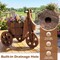 Outdoor 2-Tier Rustic Wood Wagon Planter with Semi-Wheels and Drainage